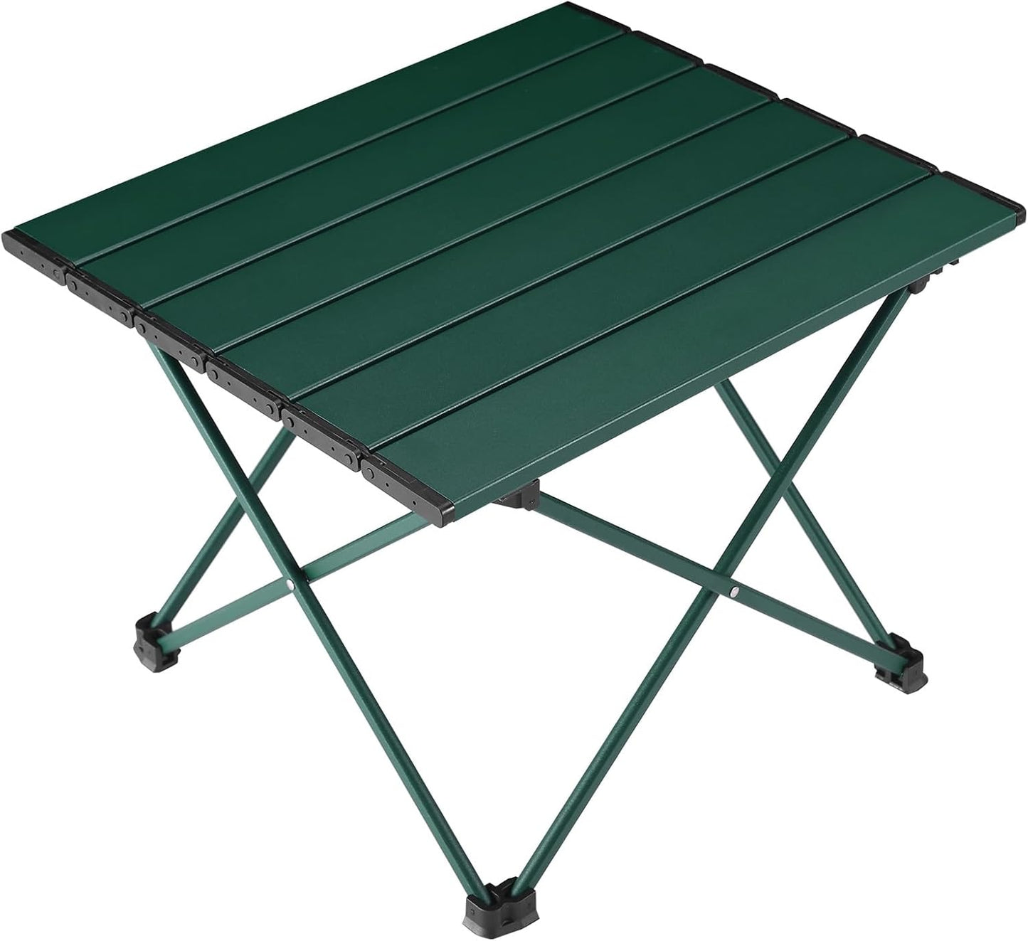 Tesouro Portable Camping Table,Folding Side Table Aluminum Top for Outdoor Cooking, Hiking, Travel, Picnic (Blackish Green-Small)