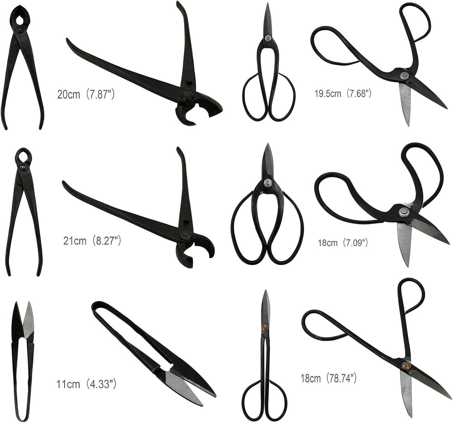 Voilamart 12 Pcs Gardening Bonsai Tool Sets Carbon Steel Garden Plant Trimming Kit Scissor Cutter Shear Heavy Duty Nylon Case Outdoor Entrenching Tools