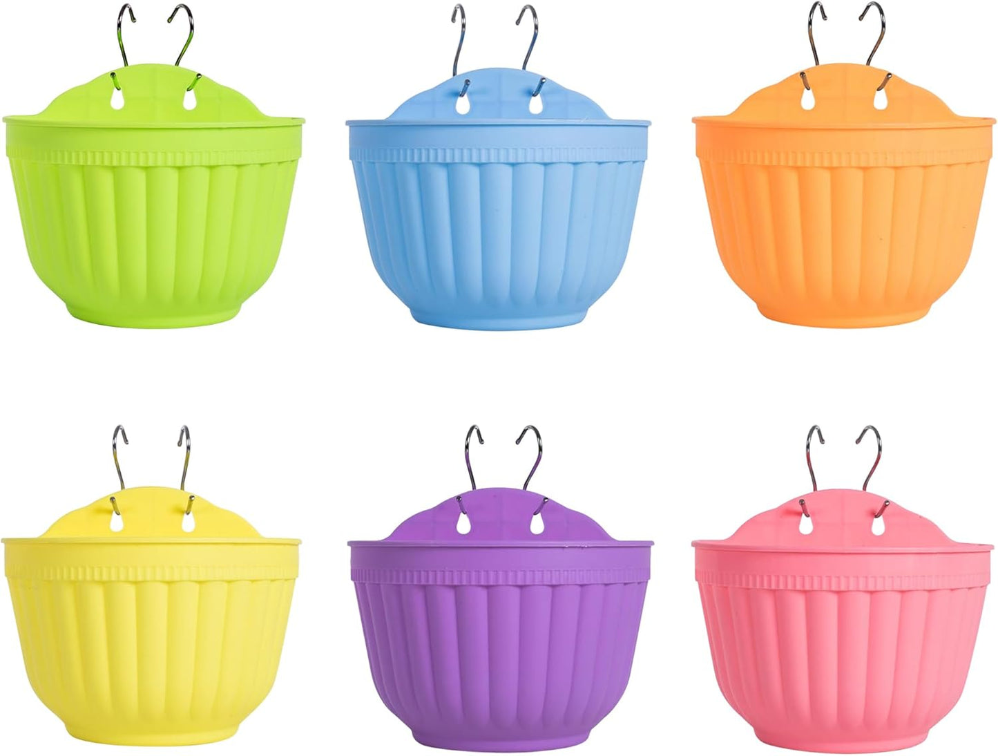 ORIMERC 6 Pcs Colorful Resin Wall Hanging Planter Pot Vertical Garden Living Wall Mount Window Hang Indoor Outdoor for Kitchen Herb Balcony Railing Shelf Fence Bedroom Trellis Décor