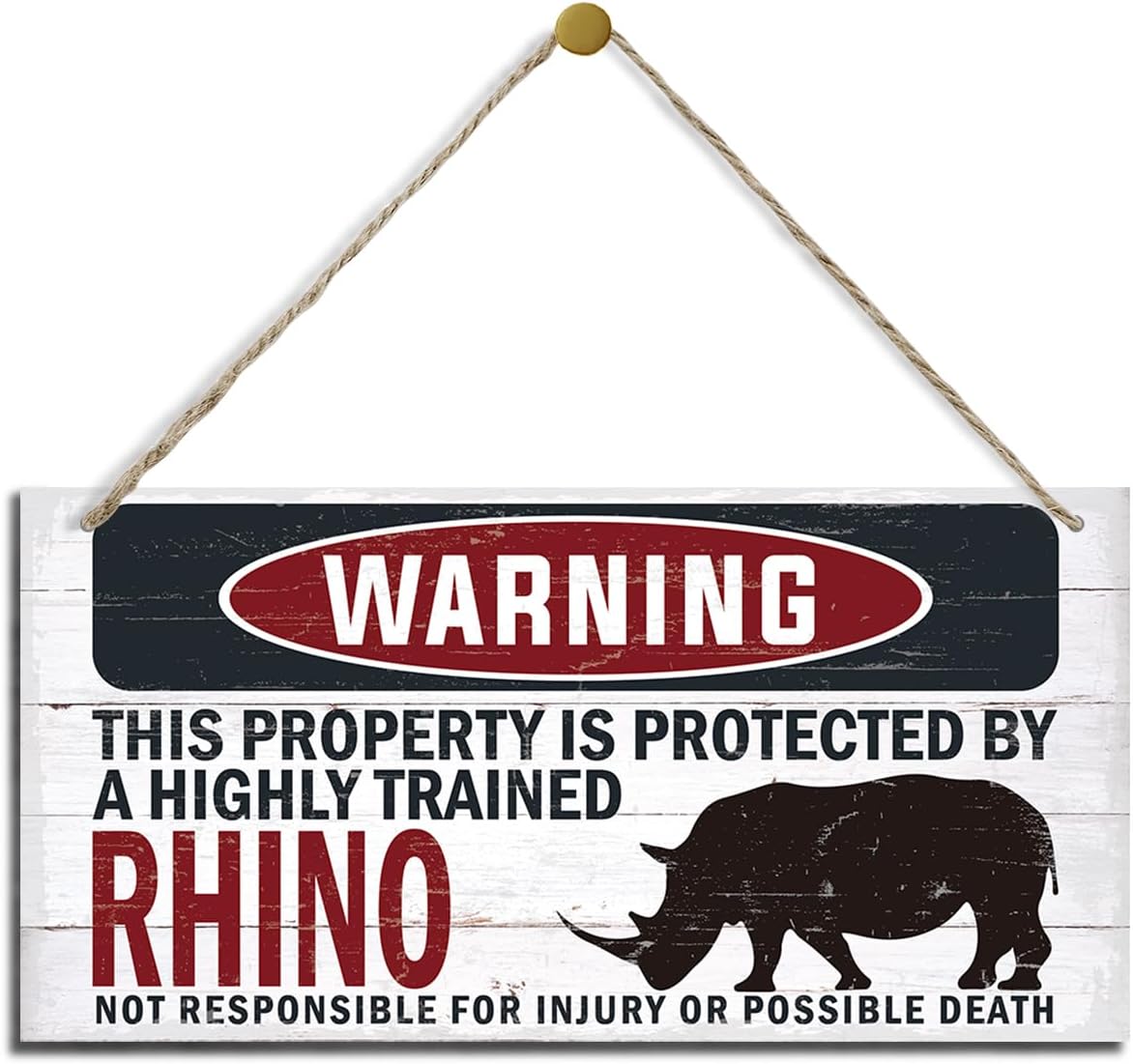 Warning Sign, Bhino Warning Wood Plaque Sign, Funny Door Signs, Decorative Wood Hanging Suspension Plaque, Farmhouse Wooden Wall Decor, Outdoor Hanging Wooden Signs