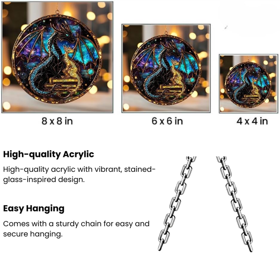 Fantasy Dragon Acrylic Suncatcher Ornament Book Lover Gift Fantasy Fans Decor for Readers