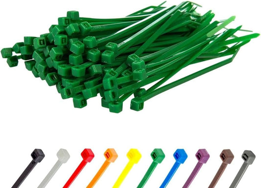 GTSE 6 Inch Green Zip Ties, 100 Pack, 40lb Strength, UV Resistant Strong Nylon Cable Ties, Self-Locking 6" Tie Wraps