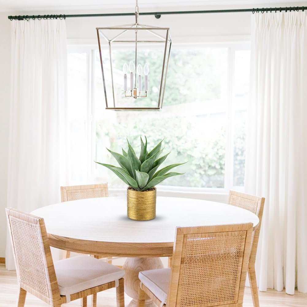 Large Faux Agave Plant Artificial Aloe Vera Plant Fake Succulent Plants in Pot Realistic Agave Plant Artificial Potted Plants for Home Living Room Table Office Desk Bathroom Indoor Decor(Brushed Gold)