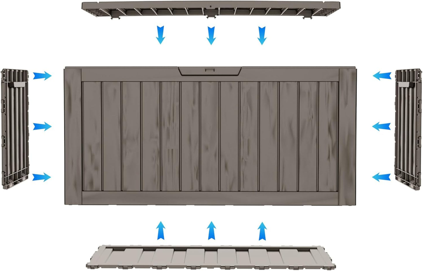 75 Gallon Waterproof Large Resin Deck Box Indoor/Outdoor Lockable Storage Container and Seating for Garden, Pool, and Patio (75 Gallon, Grey)