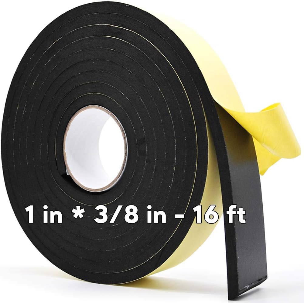 Weather Stripping Seal -1" W x 3/8" T- Foam Seal Tape High Density Foam Strip Self Adhesive Weatherstrip Insulation Foam Rubber Seal Strip
