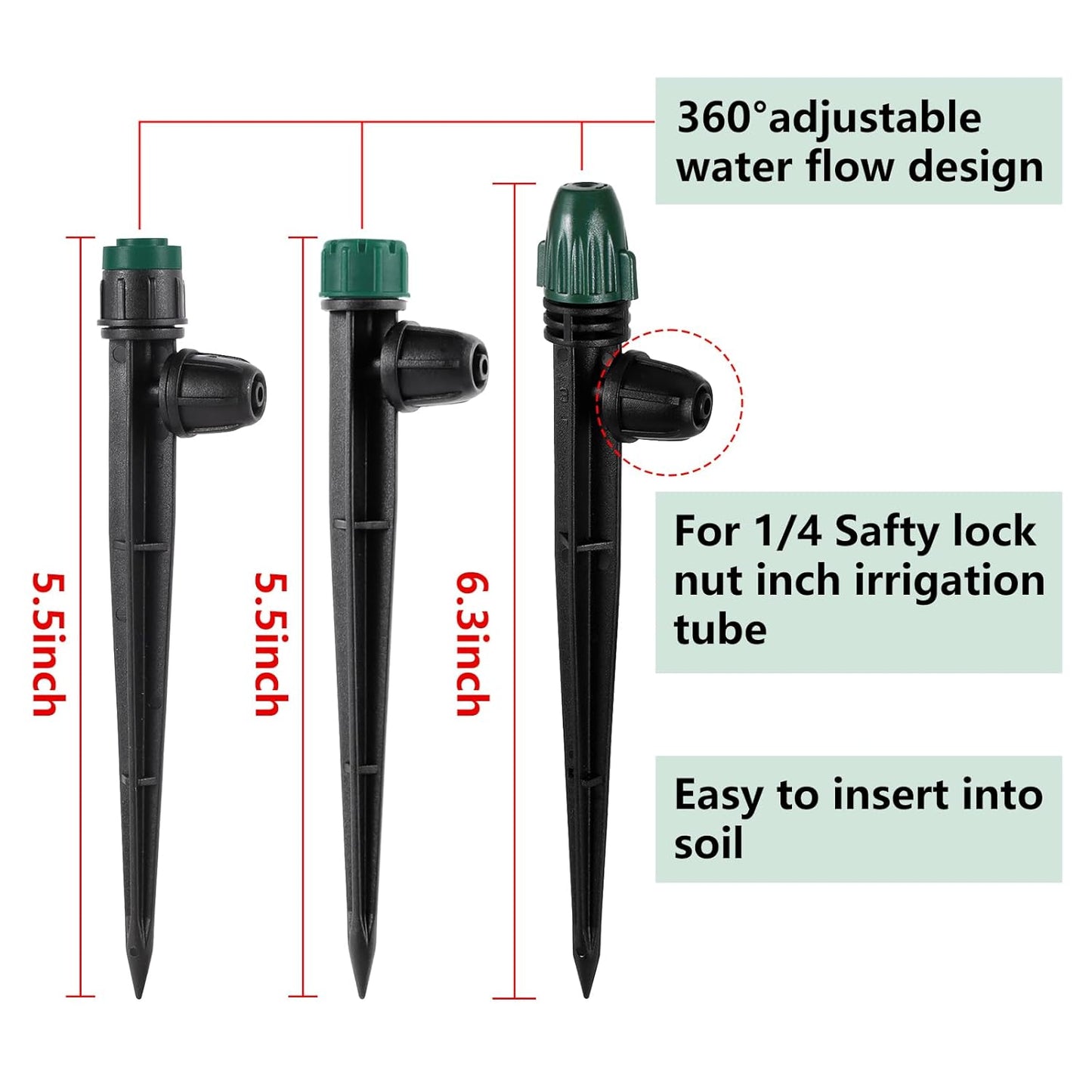 30Pc Anti-Drop Drip Irrigation Kit Lock Barbed Design 10pc Drip Irrigation Emitters 10pc Irrigation Sprayer 10pc Misting Sprinkler for Garden Raised Garden Bed Yard Lawn (30pc-Spray Drip Mist)