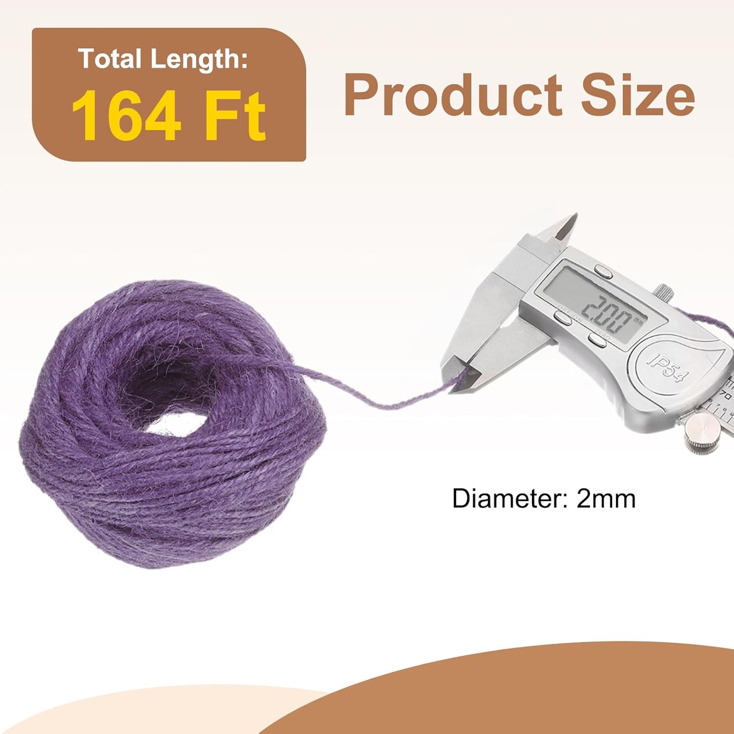 uxcell 164 Feet Natural Jute Twine String,2mm Thin Garden Twine Rope Colored Plant String Cord for DIY Art Crafts Gift Wrapping Decoration Packing Gardening Plant Hanger,Light Purple