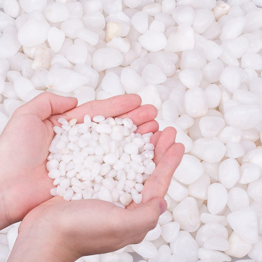 HOT SEAL 3.0 LB White Polished Pebbles 3/8", Natural Decorative Smooth River Rocks, Gravel Size White Small Pebble Stone for Succulent, Bonsai, Potted Plants, Landscaping, Fairy Garden, Aquarium