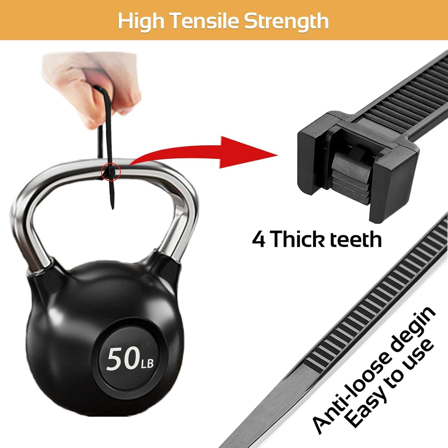 5000pcs 10Inch Black Cable Tie,Nylon Zip Ties,Industrial Grade,50 Pounds Tensile Strength,UV Resistant,Heavy Duty,for Home,Garden Trellis,Office,Garage and Workshop