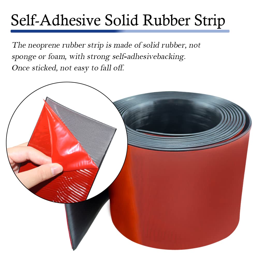 Neoprene Rubber Strips Self Adhesive Solid Rubber Sheets, Rolls & Strips for DIY Gaskets Crafts Pads Seals Warehouse Flooring Neoprene Sheet with Adhesive Backing (6" Wide x 1/16" Thick x 20' Long)