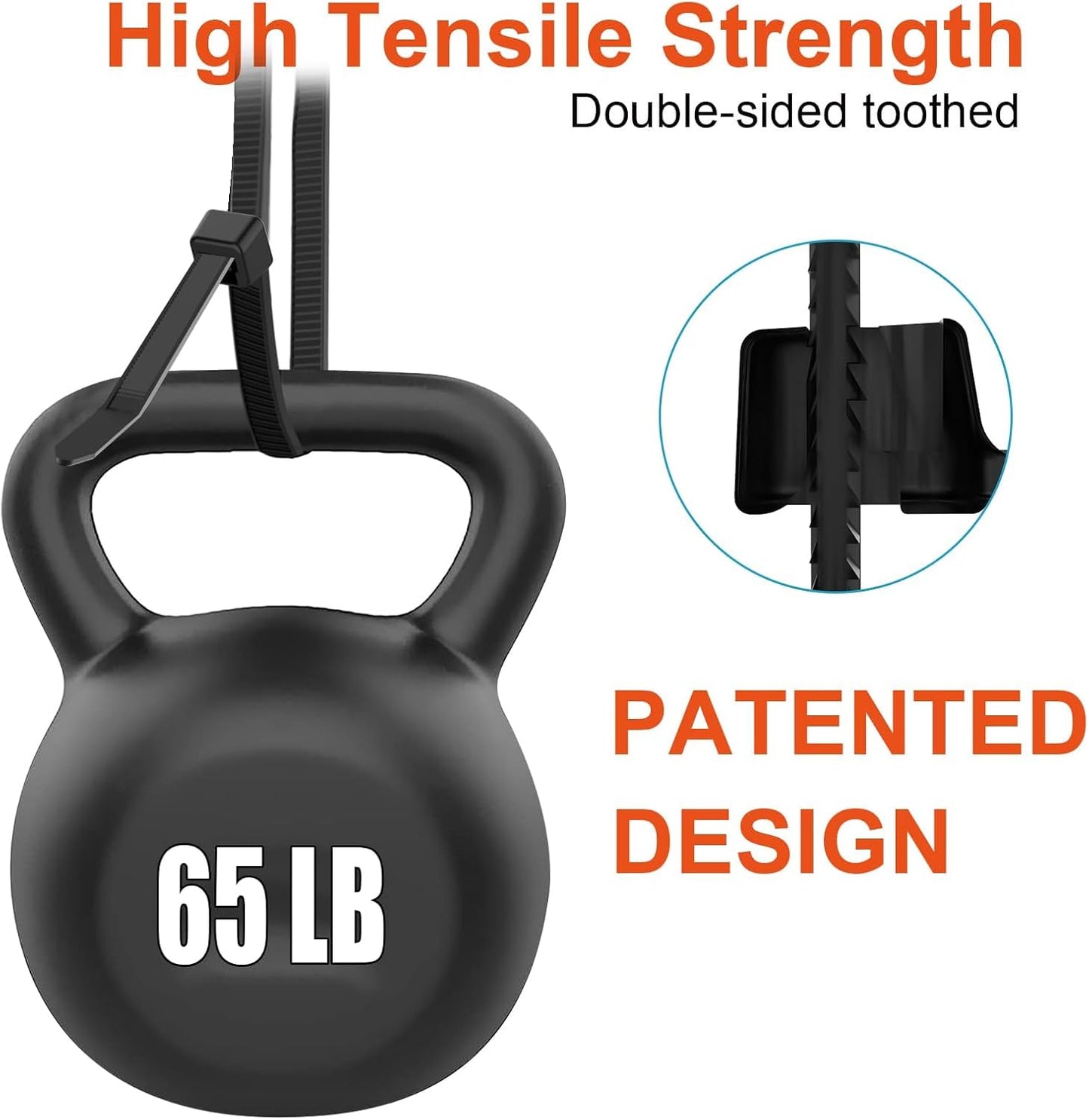 8 Inch Zip Ties Double Sided Toothed,65LBS Tensile Strength Heavy Duty Cable Wire Ties With Self-Locking Adjustable More Durable Nylon Tie Wraps for Indoor Outdoor（100 Pack）