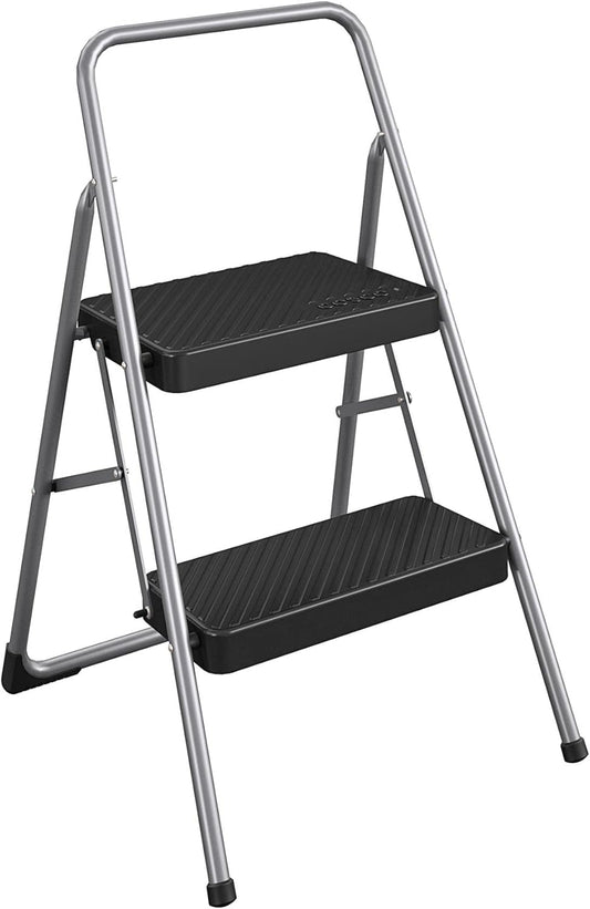 CoscoProducts COSCO 11137PBL1E 2 Household Folding Step Stool, ANSI Type 3, 200 lb Weight Capacity, Platinum