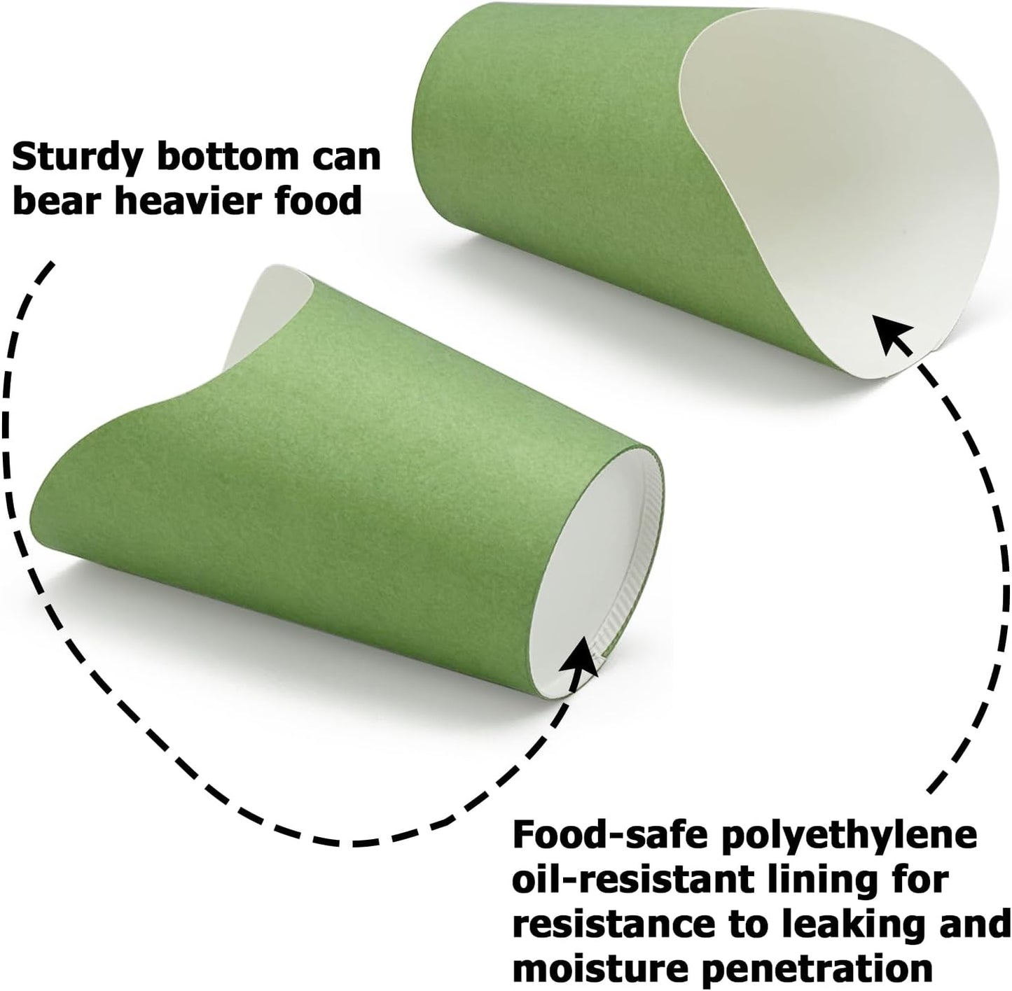 CAMKYDE 50 Pcs French Fries Holder, 12oz Disposable Paper French Fry Cups Charcuterie Cups for all Occasions (12oz, Sage Green)