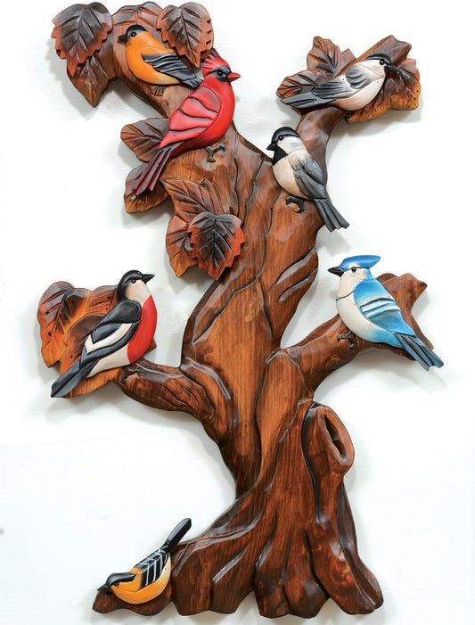 BLACK FOREST DECOR Songbirds Carved Wood Wall Art