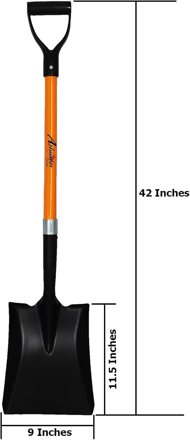 Ashman Heavy-Duty Transfer Shovel (1-Pack) with 41-Inch long Durable Handle and Blade- Ideal for Construction, Landscaping, Gardening, and Snow Removal- Durable, Rust-Resistant, and Multipurpose Scoop