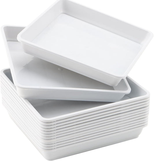 JOIKIT 15 PCS 11.4 x 11.4 Inch Square Plant Saucer, Plastic Plant Saucer Drip Tray, Square Flower Pot Tray for Indoors and Outdoor Plant Pots, 1.6 Inch Deep, White