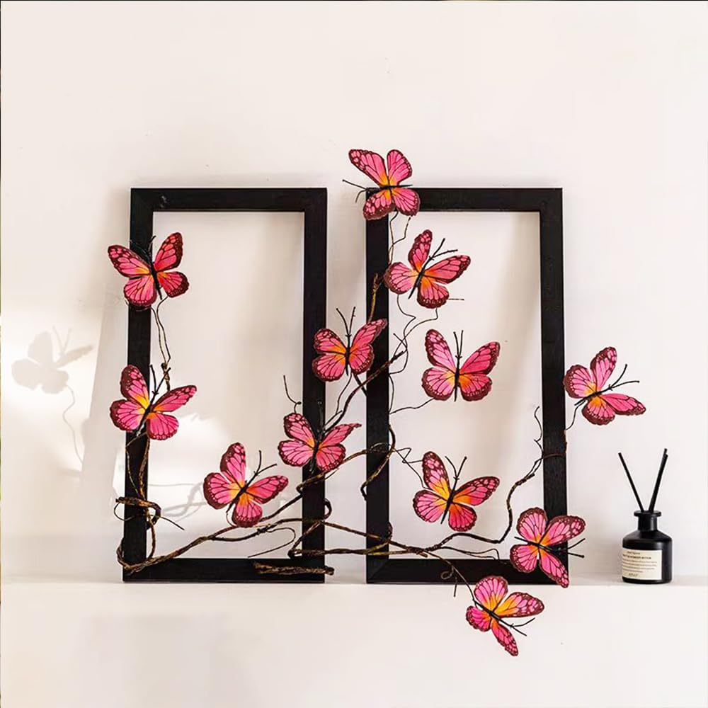 Artificial Butterfly Branche, Simulation Branch Stems with Fake Butterfly Floral Arrangement for Vase Filling Home Office Party Decoration (red)