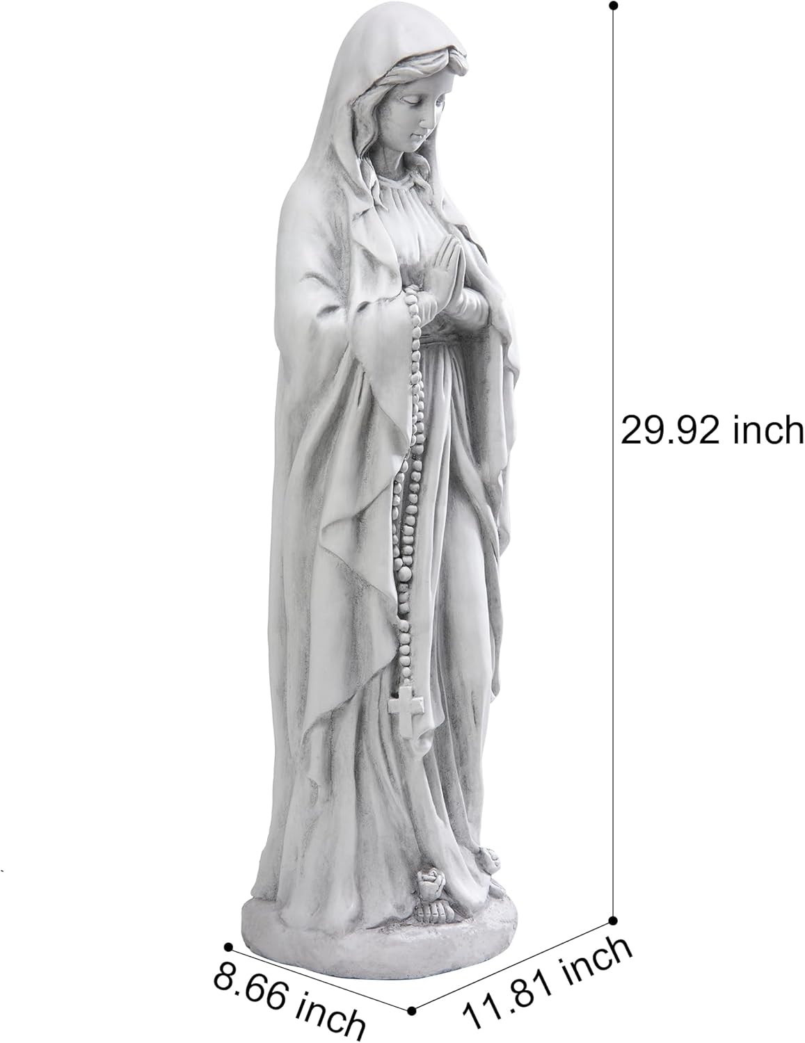TOETOL Virgin Mary Praying Statue 29.9 Inch Tall Outdoor Garden Religious Decorations Statue Clearance for Home Yard Patio Lawn Hallway Decor Sculpture Magnesium Oxide Stone