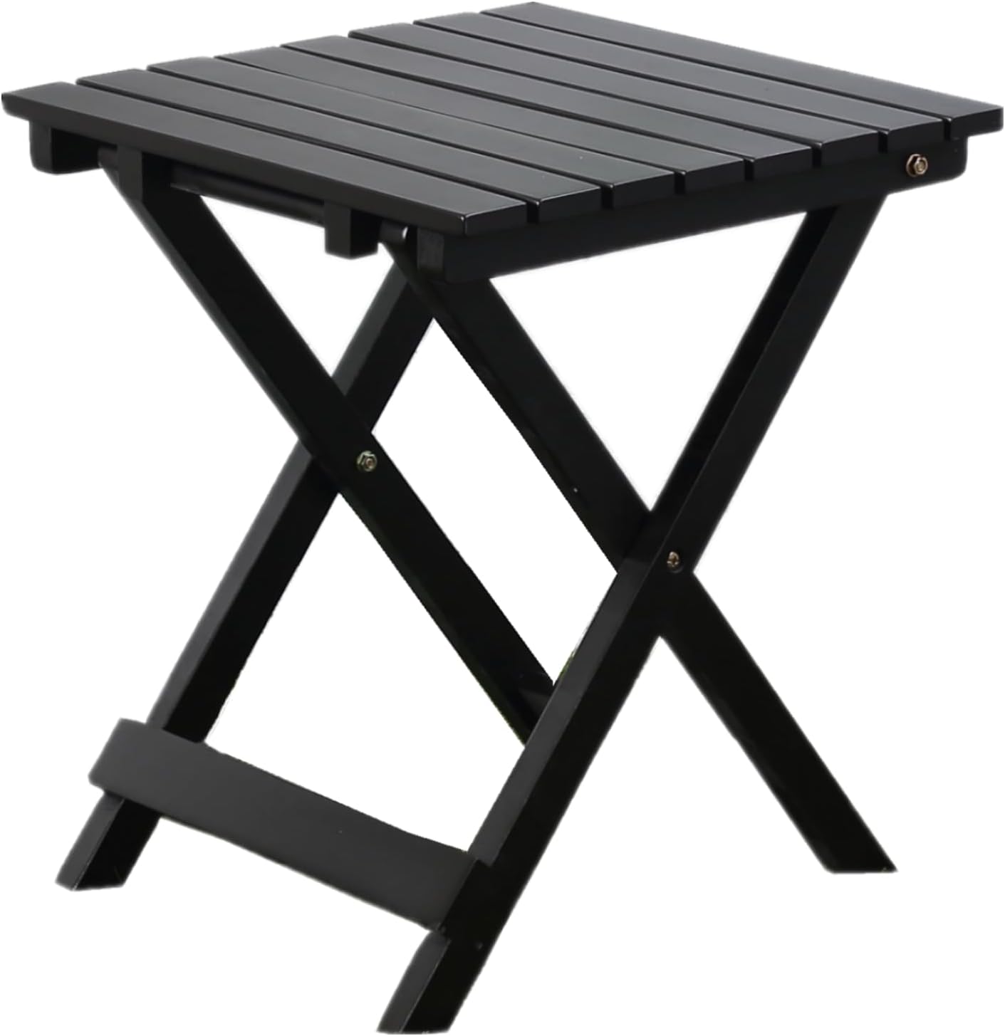 Small Side Table Square Folding, Patio Foldable Wooden End Tables for Outdoor Indoor Porch Camping Living Room Bedroom, as Coffee Table or Plant Stand, Black