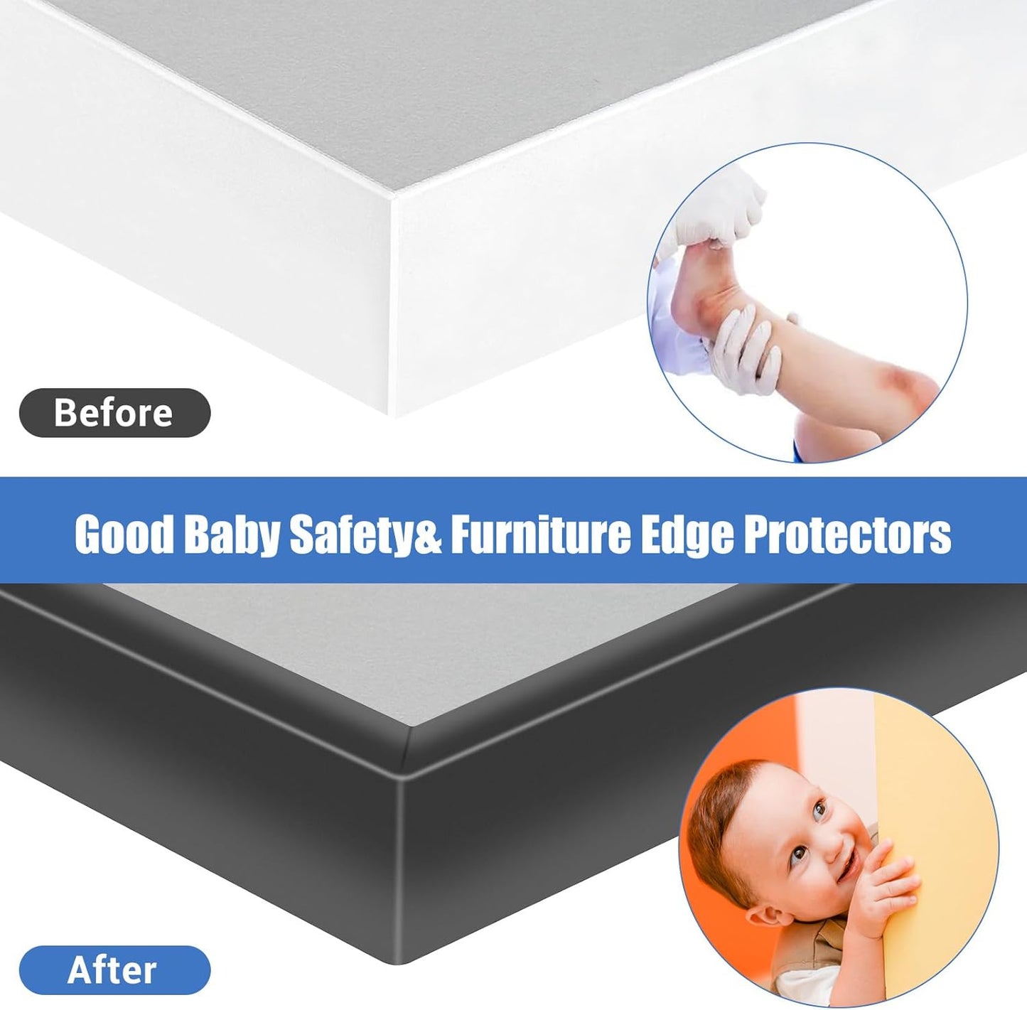 Rubber Edge Trim, 1-3/4 inches Self-Adhesive U Channel Edge Protector for Woods, Flexible U Shaped Peel and Stick Edge Banding, Edge Guard, Fit 1.75"(44mm), 10Ft, Black