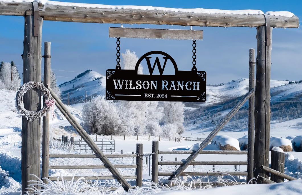 Custom Metal Family Name Farmhouse Sign, Last Name Sign for Farm, Ranch or Farm Signs Indoor Outdoor Personalized, Farmhouse Signs Wall Decor, Farmer Sign.