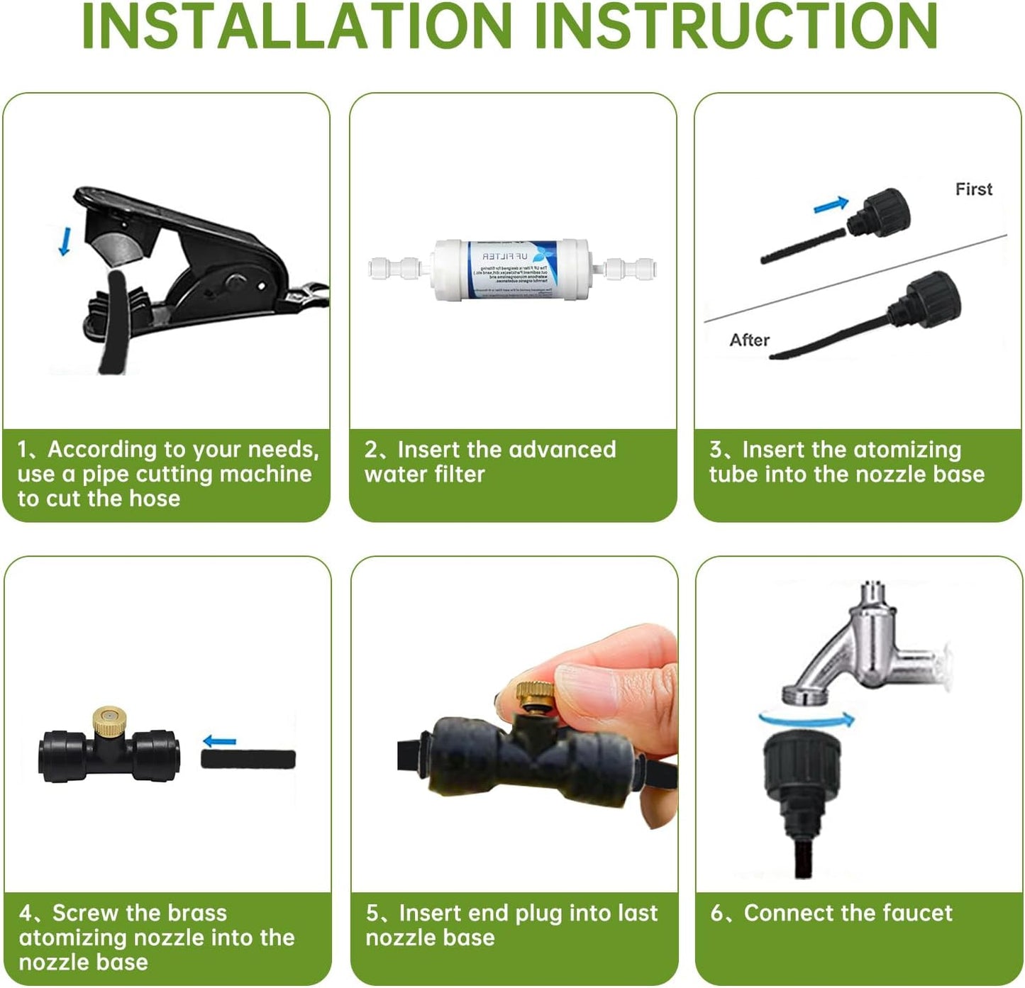 75FT Outdoor Misting Cooling System‌ - Patio Garden Kit with ‌Brass Nozzles & UV Tubing‌, DIY Install for ‌Pool, BBQ, Greenhouse‌, Water-Saving High Pressure Cooler