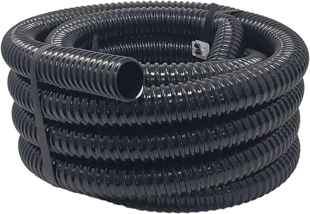 Sealproof Kinkproof 1-1/4 Dia Pond Tubing, Waterfall Pump & Aquarium Hose, 1-1/4-Inch ID, 20 FT, Black, Corrugated, Made in USA