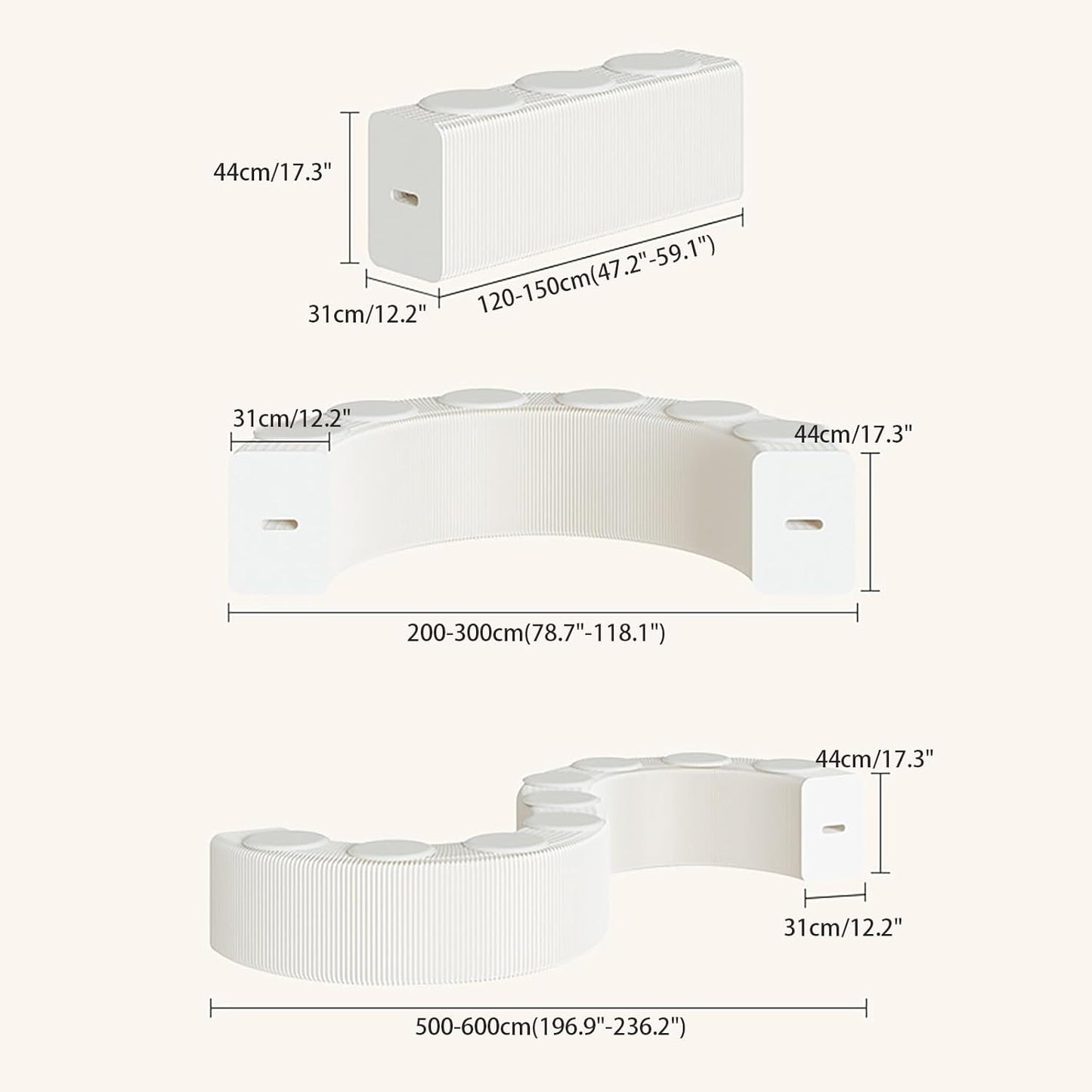 Foldable Kraft Paper Stool, Honeycomb Accordion Folding Bench, Collapsible Paper Stool for Small Spaces, Portable Footrest and Side Table for Living Room and Office,Black-30×30×600cm