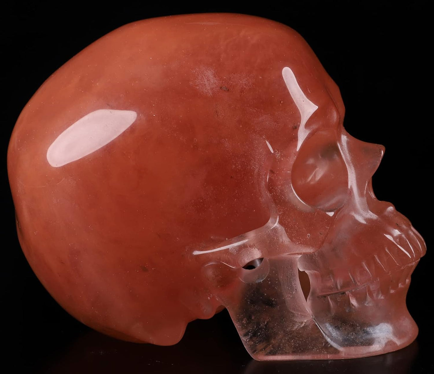 Skullis 5.0" Smelted Quartz Super Realistic Crystal Carved Crystal Skull. Hand Carved Gemstone Fine Art Sculpture.2240 Z8