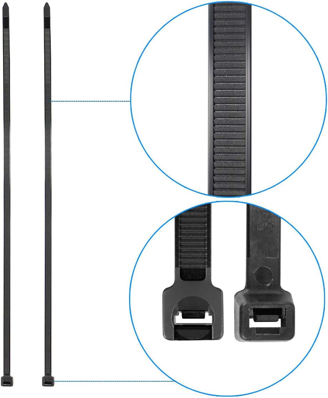 Superun Heavy Duty Zip Ties 24 Inch, Strong Large Black Zip Ties 120 Lbs Tensile Strength Selflocking Wire Ties (Industrial Grade Cable Ties) Pack of 50