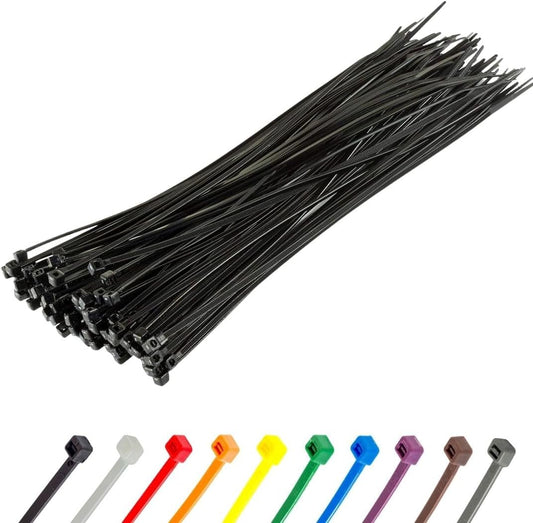 GTSE 8 Inch Black Zip Ties, 100 Pack, 18lb Strength, UV Resistant Strong Nylon Cable Ties, Self-Locking 8" Tie Wraps