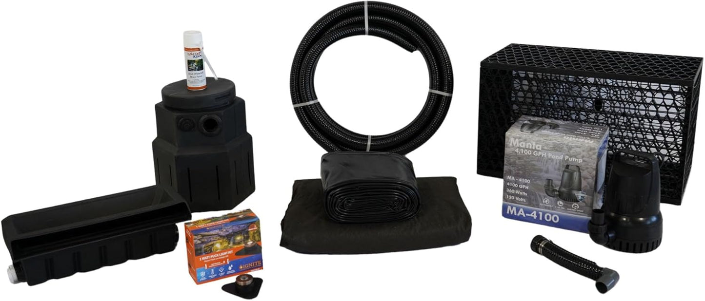 HALF OFF PONDS Pond Free Cascade 4100 Waterfall Kit with MatrixBlox, 15' x 20' PVC Liner and 4,100 GPH Pump - PVCPMDPB4