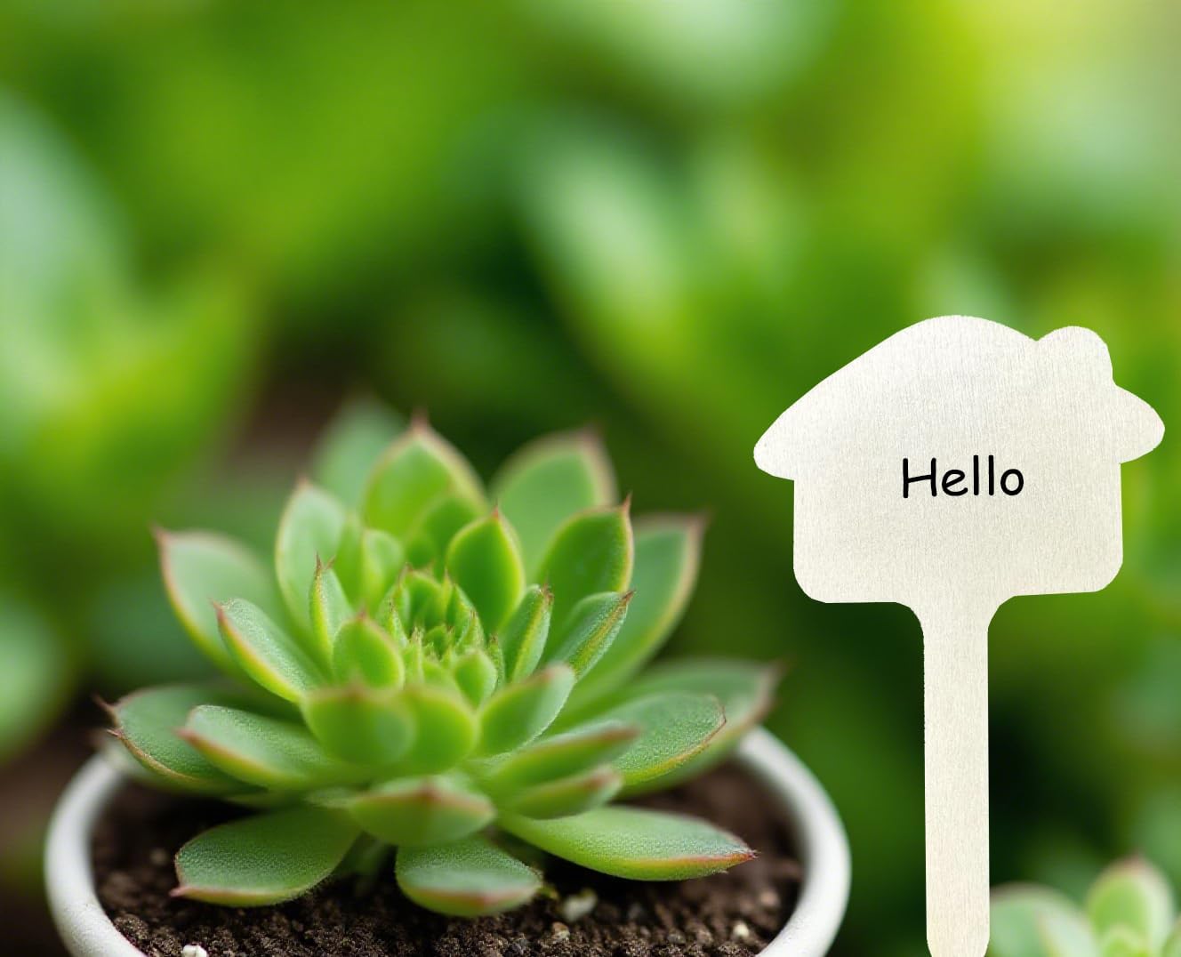 100 Pcs Wood Plant Labels, Natural Wooden Plant Marker Garden Sign Tags, T-Type Garden Markers for Succulents, Herbs, Seedlings, Potted, Flowers, Vegetables (House)