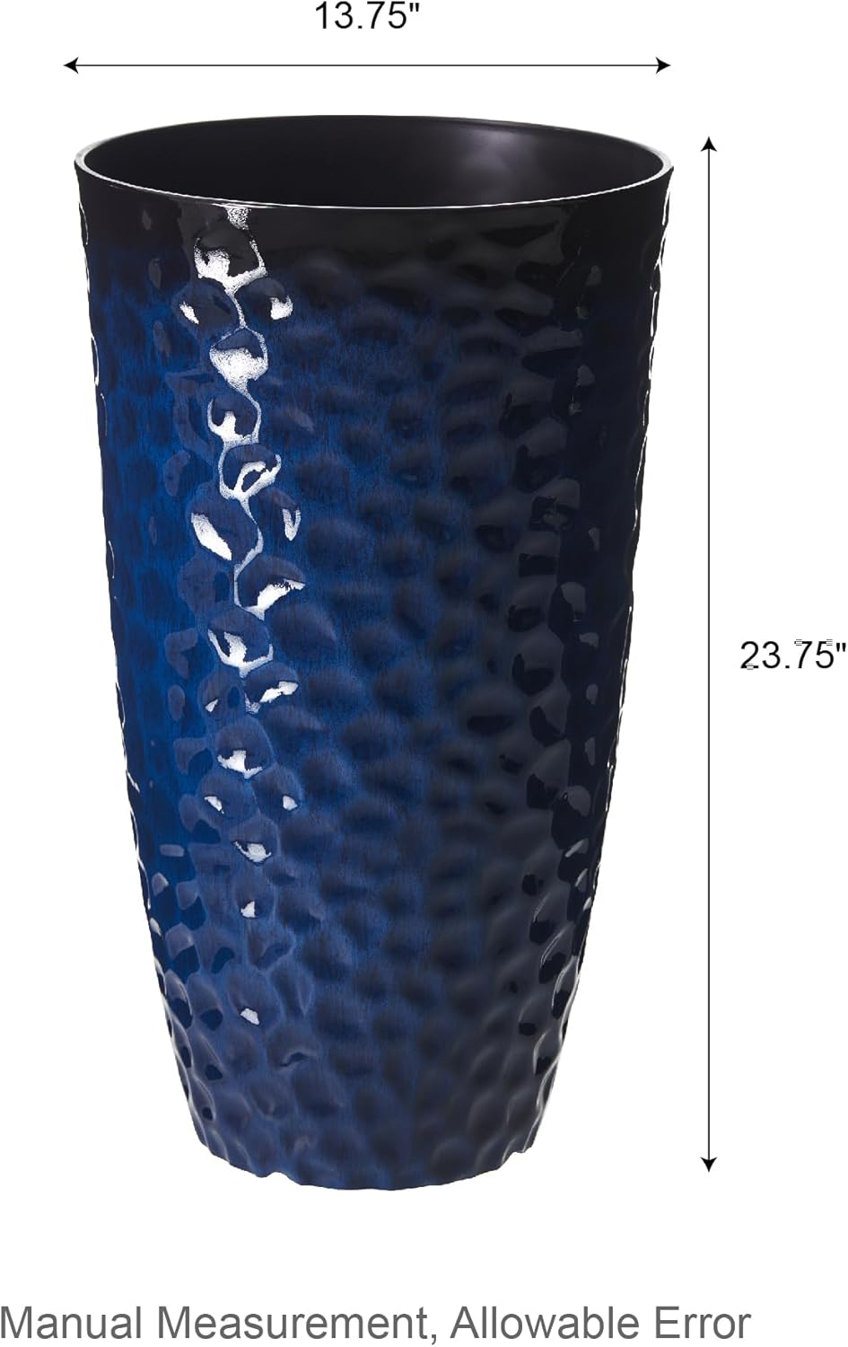 Glitzhome 23.75" H Oversized Tall Planter,Modern Set of 2 Honeycomb Textured Gradient Cobalt Blue Round Garden Plant Pots with Drainage Holes Flower Containers for Indoor Outdoor,Front Porch,Patio