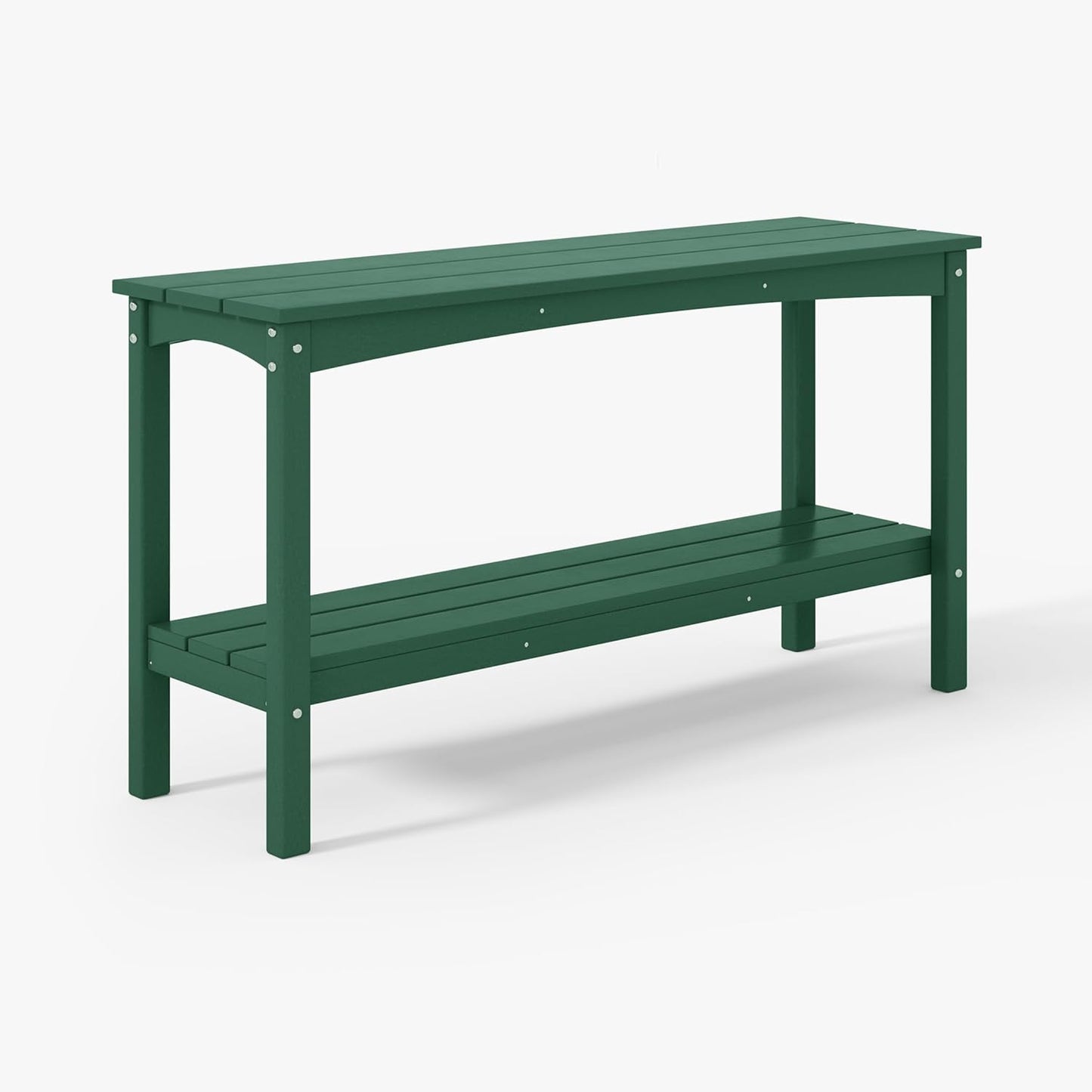 WestinTrends Malibu 55" Outdoor Patio HDPE Adirondack 2-Tier Shelf Console Table, Dark Green