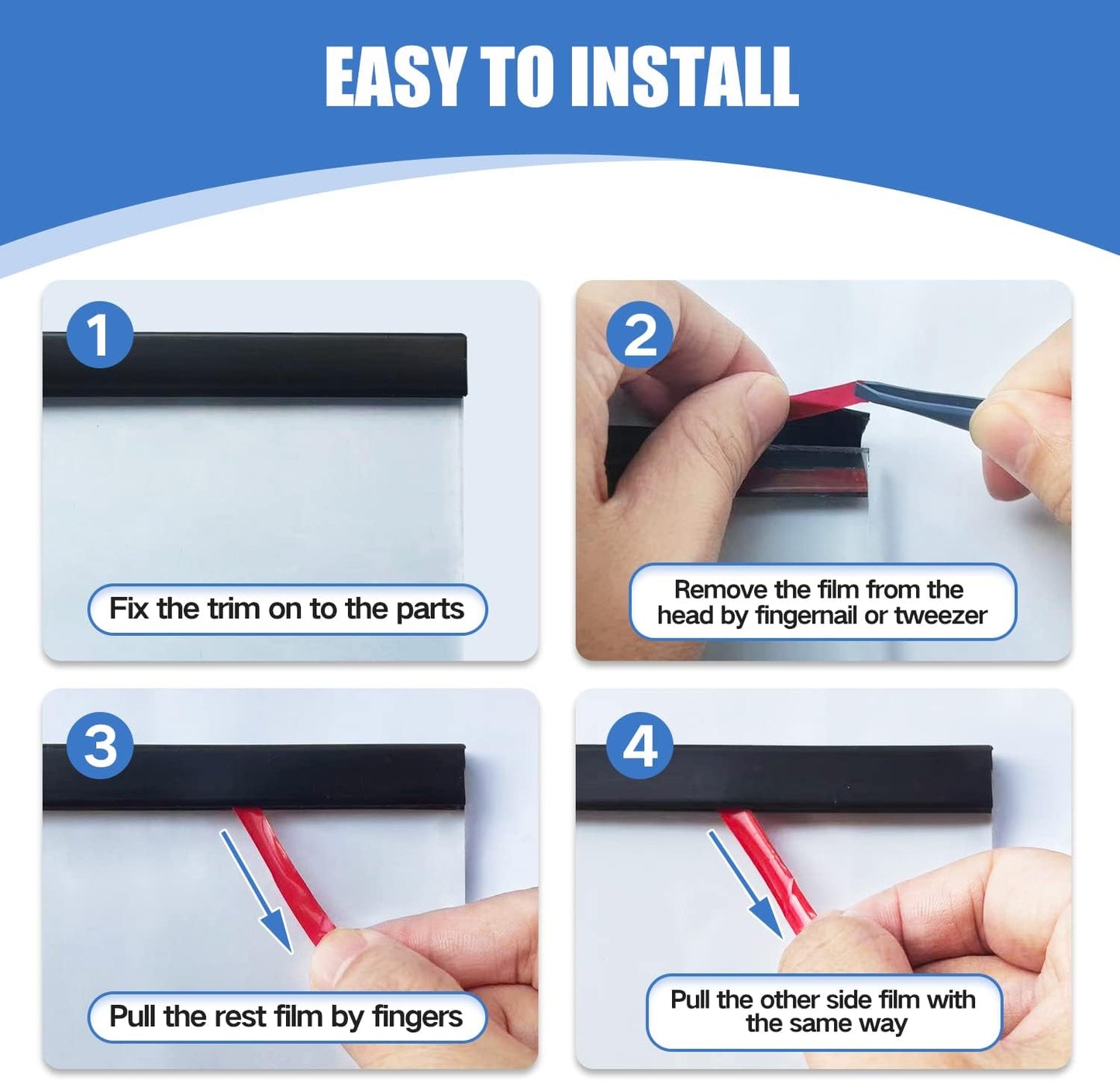 Rubber Edge Trim, Self-Adhesive Rubber Edge Protector for 3/16" Glass and Flexiglass, EPDM Material, Fit 3/16"(5mm), Length 20Ft, Black Color, U Channel Edge Trim