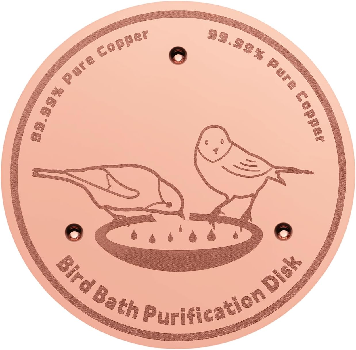 1-Pack 99.99% Pure Copper Bird Bath Purification Disk,Copper Disc with Stable Triple-Point Support,Fits All Outdoor Bird Baths(Round)