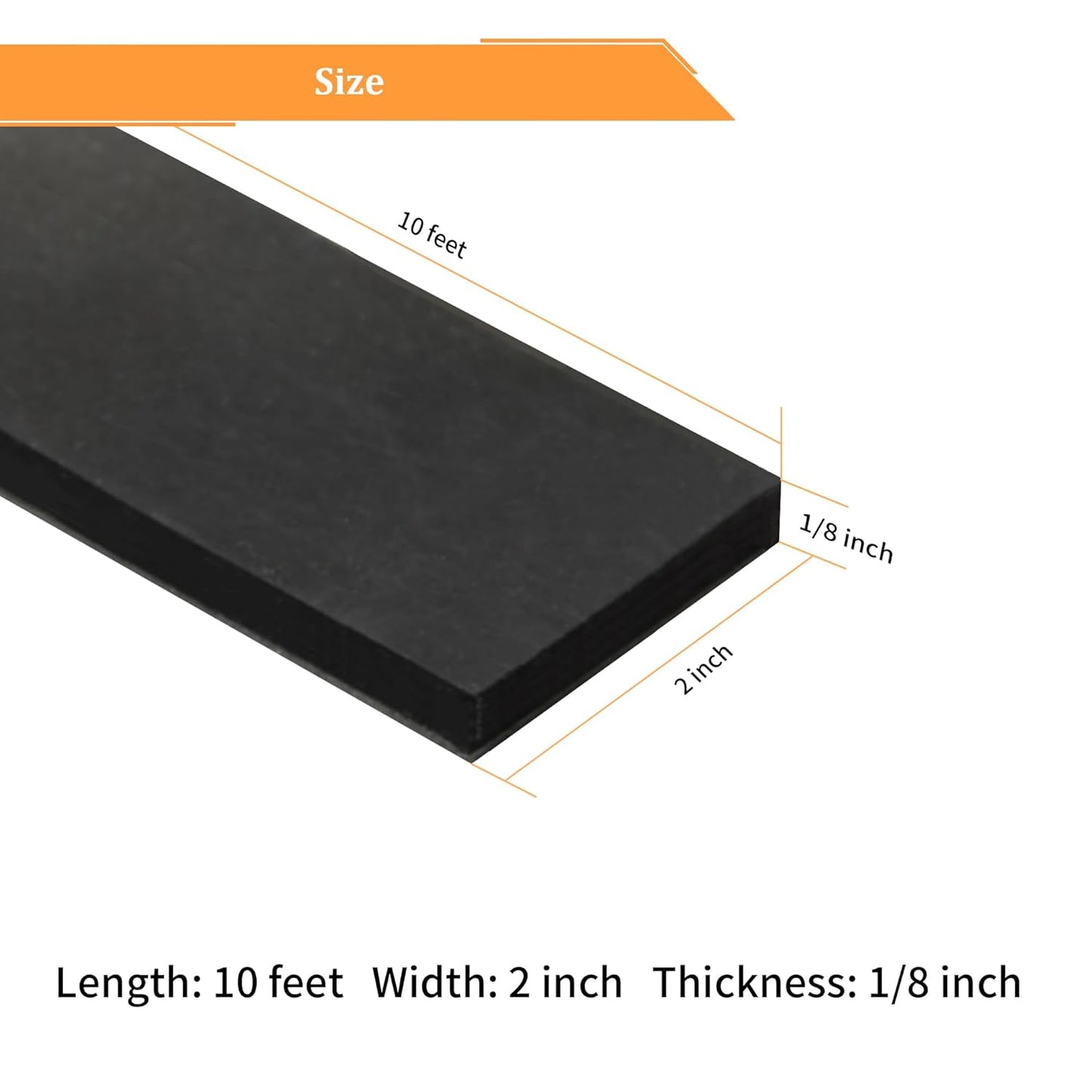 DOBTIM Solid Neoprene Rubber Strips with Adhesive Backing 1/8 (.125)" Thick x 2" Wide x 10' Long, Self Adhesive Rubber Sheets, Rolls & Strips for DIY Gaskets Crafts Pads Seals Warehouse Flooring