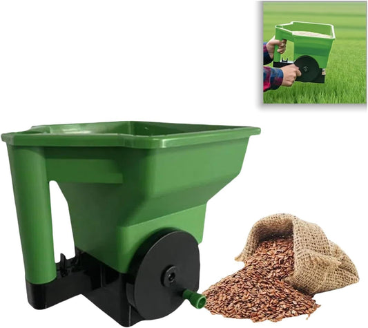 Handheld Grass Seed & Fertilizer Spreader,Portable Manual Lawn and Garden Planting Tool, Reusable Seeder for for Small Farm Garden Lawn Seeding