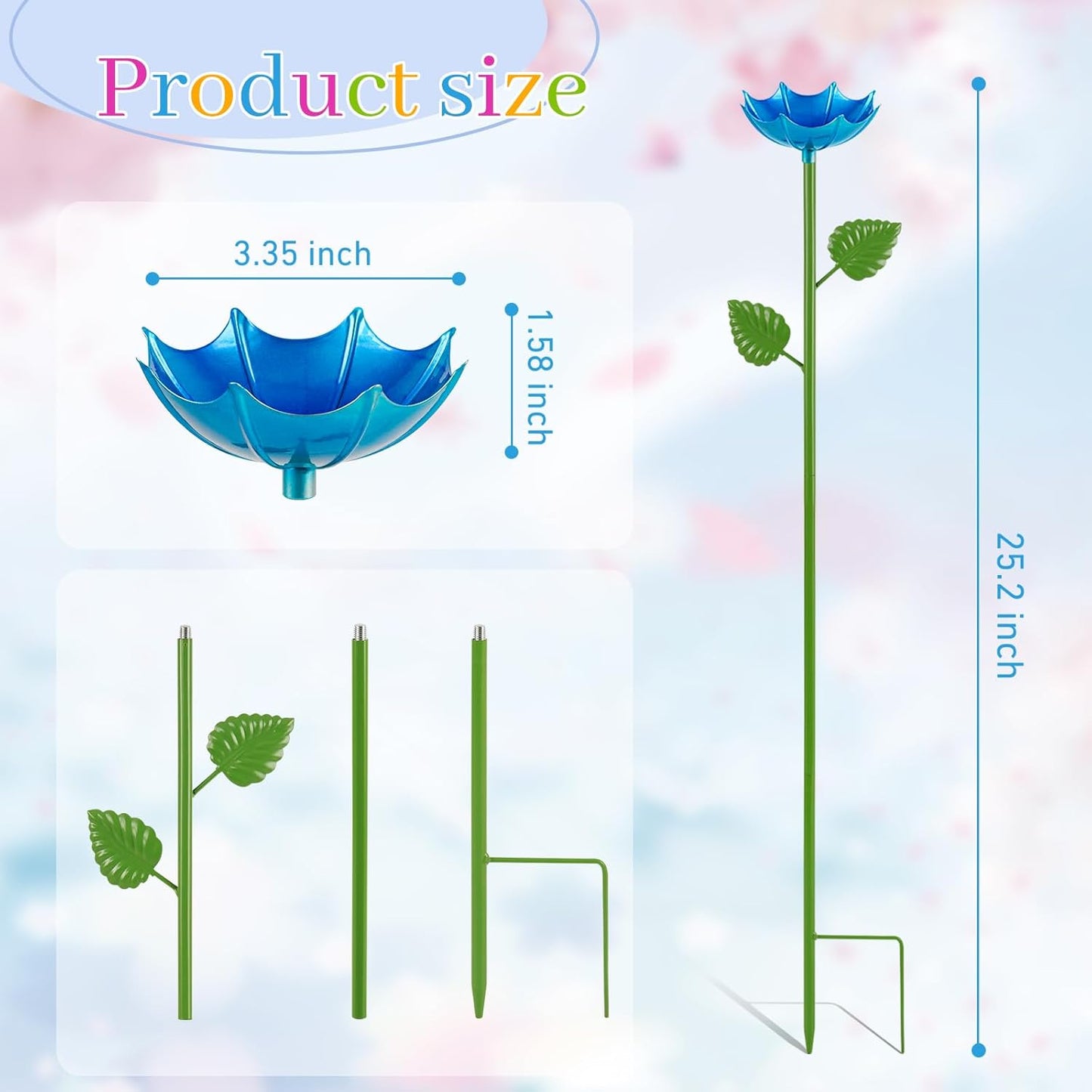 Bee Watering Station for Garden, 2 Pack Bee Drinking Station with Umbrella Design, Metal Butterfly Feeder Bee Baths for Outdoor Garden Yard Decor (Blue,Yellow)