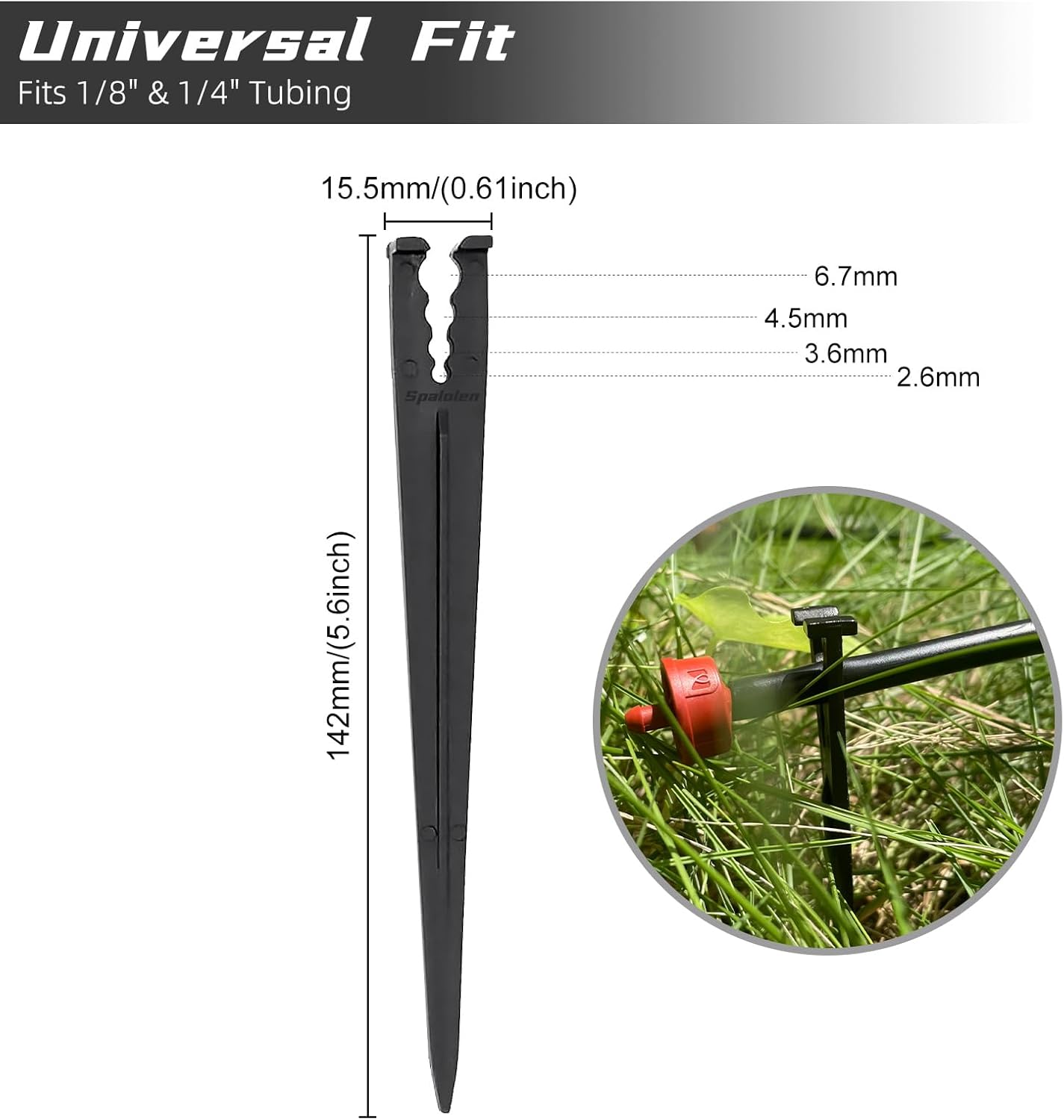 100 Pack Drip Irrigation Stakes for 1/8" to 1/4" Inch Drip Irrigation Tubing Hose Irrigation Support Stakes 5.79" H Suitable for Raising The Height of Drip Emitters/Heads or Drip Irrigation Parts