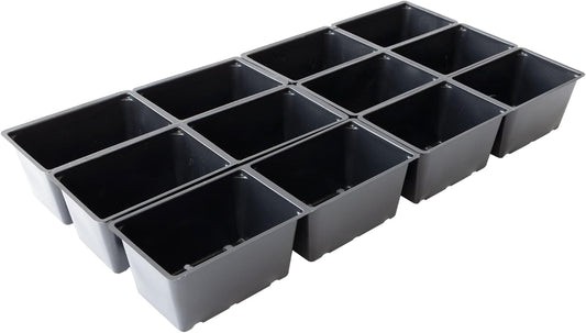 12 Cell Plant Tray Inserts - Pack of 50 - One Dozen Perforated Planter Cells with Drain Holes - for 10x20 Trays. Gardening, Seed Starts, Microgreens & More
