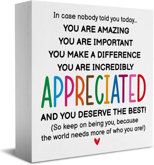 HTBIG Inspirational Gifts for Men Women Friends, Coworker Office Decor Appreciation Gifts, You Are Amazing Motivational Desk Sign Decor Home Office Desk