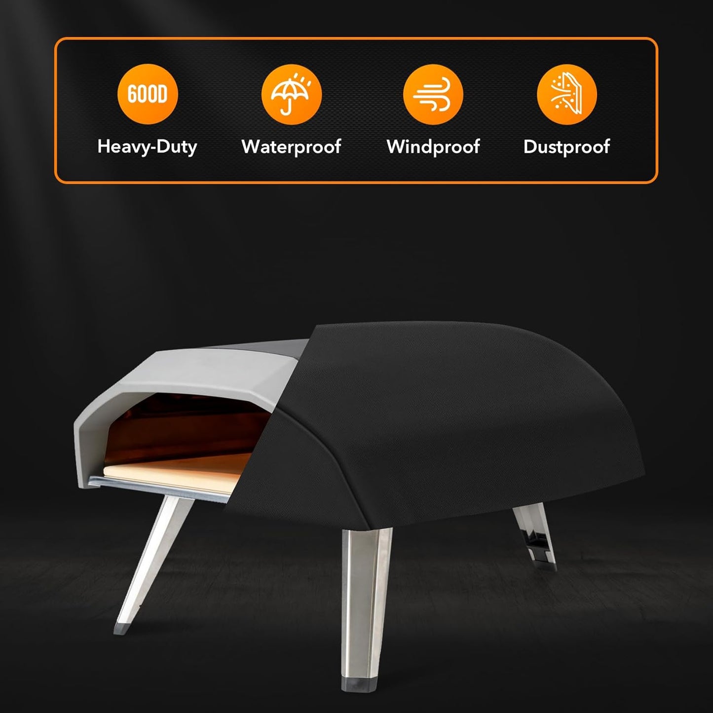 ZBXFCSH Heavy Duty 600D Polyester Cover Compatible with Ooni Koda 12 Gas Pizza Oven Portable Gas Pizza Oven Cover Indoor Outdoor Waterproof