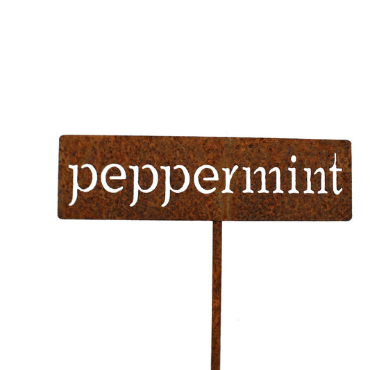 Classic Metal Garden Markers 19 Inches Tall (peppermint, Naturally Rusted)