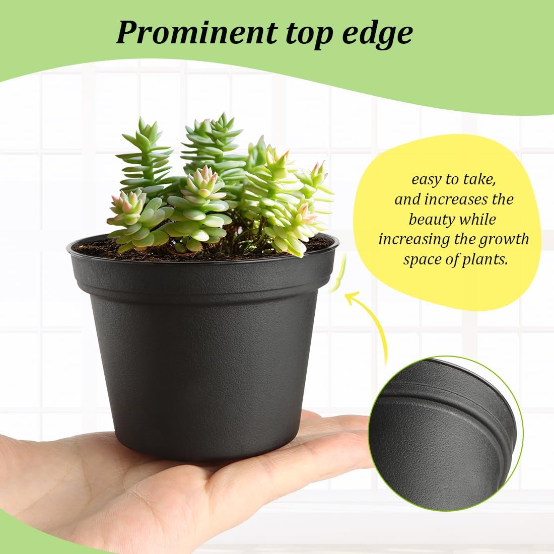 160 Pack 3 Inch Black Nursery Pots - Plastic Seedling, Seed Starter, Germination Pots with Drainage for Plants, Succulents, Flowers, Transplanting