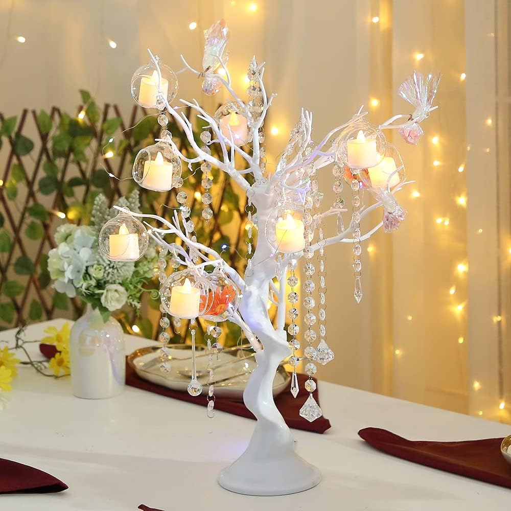 12 Pcs 3.15"/ 8cm Hanging Candle Holder Glass Globes for Candles, Air Plant Holders Terrarium Hanging Tea Lights Candle Holder Home Wedding Party Tree Decoration