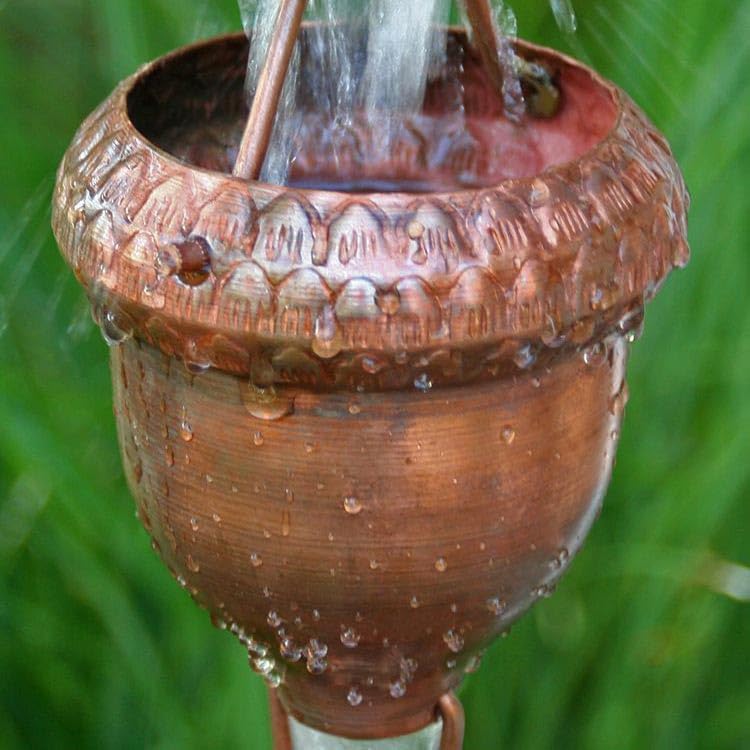 Nutshell Stores Acorn Cups Rain Chain - Copper - 15 Feet
