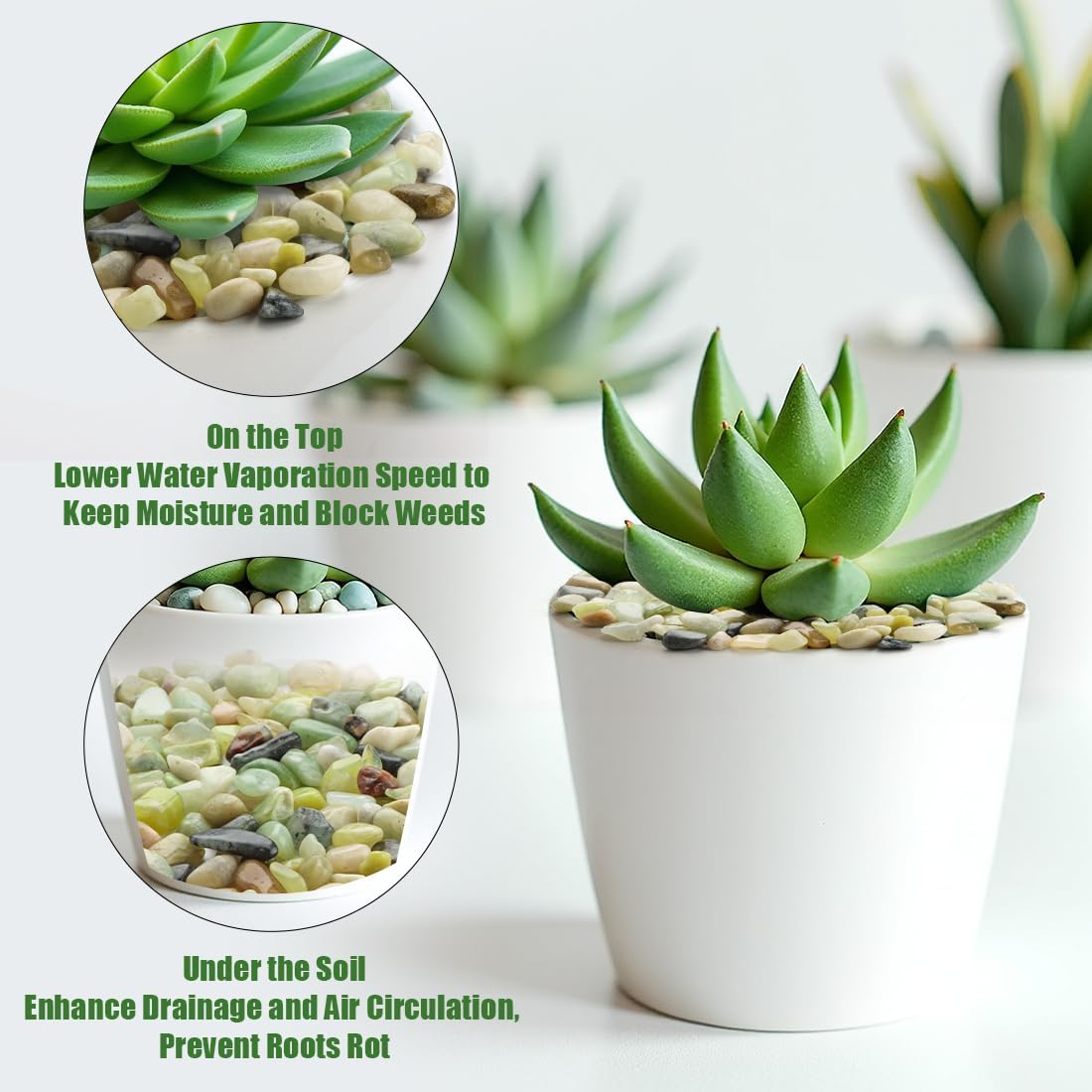 River Rocks 5 Lbs, 3/8 Inch Jade Pea Gravel, Rocks for Plants Indoor, Stones for Garden Landscaping, Vase Filler, Smooth Gravel Filler for Succulents, Cactus, Fish Tank and Vases