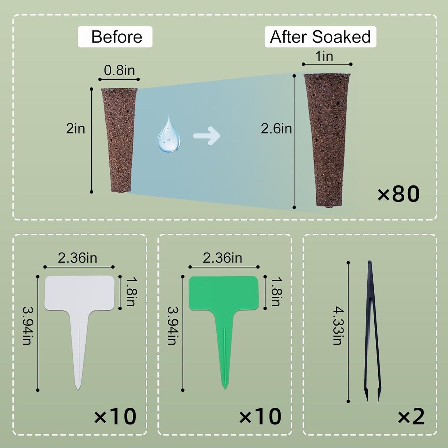 102 PCS Hydroponic Seeds Pods Kit for Indoor Hydroponic Systems,Seed Starter Pods Kit with 80 Pack Grow Sponge,20 Plant Labels and 2 Tweezers